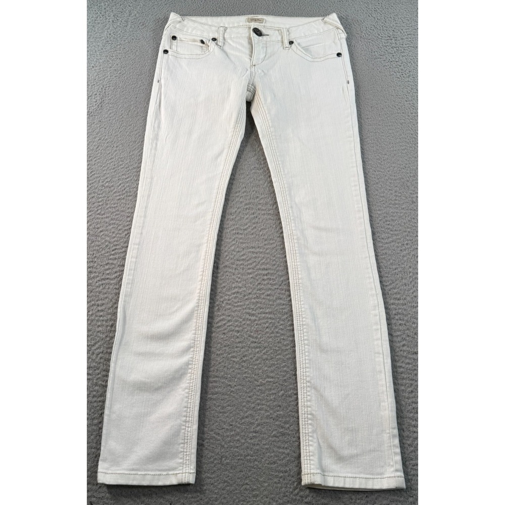 Free People Jeans Women's 30x31 White Denim Straight Long Inseam Low Rise